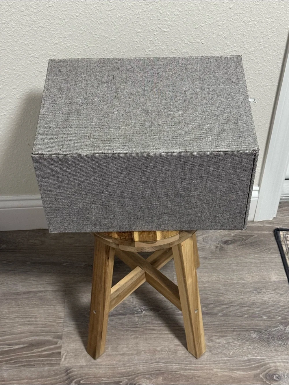 The Container Store Cambridge Drop-Front Shirt Box Grey Linen Like New